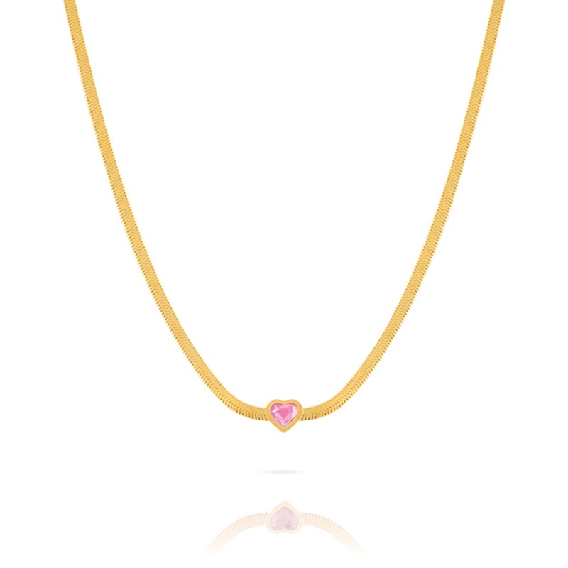 COLLANA OPSOBJECTS MESH GOLD CUORE ROSA