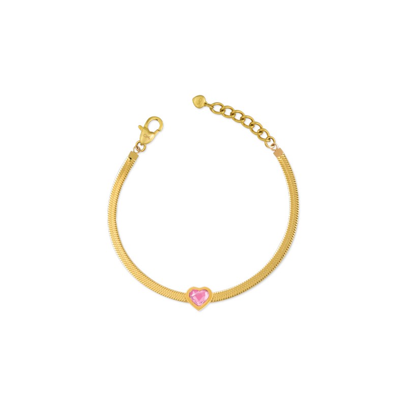 BRACCIALE OPSOBJECTS MESH GOLD CUORE ROSA