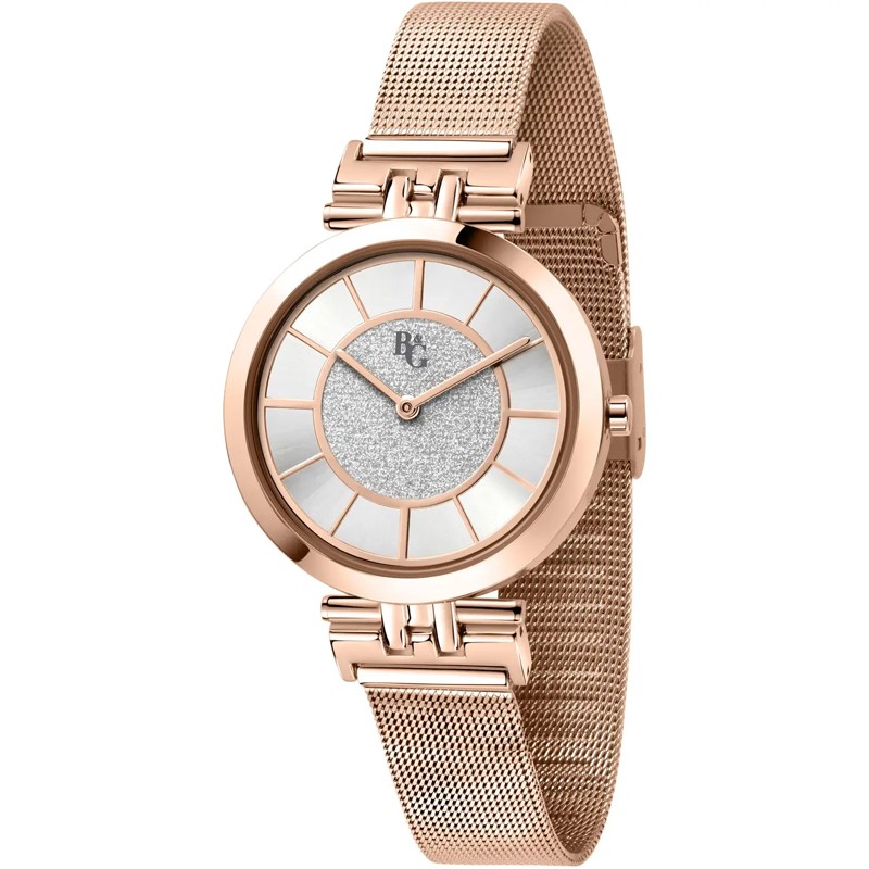OROLOGIO B&G SOIREE MESH ROSE GOLD SILVER DIAL |34MM|